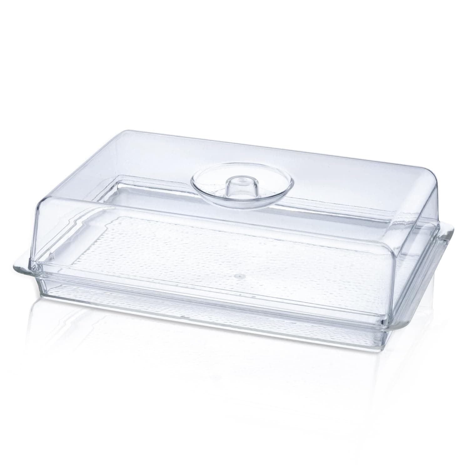 Rectangular Acrylic Serving Tray with Dome Lid - Clear | 100% BPA-Free Acrylic Tray | Versatile Storage and Display Solution for Banquets, Parties, and Home Use | Trays for Serving Food