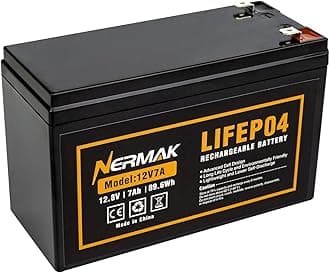 12V 7Ah (7.2Ah) Lithium LiFePO4 Deep Cycle Battery, 2000+ Cycles Lithium Iron Phosphate Rechargeable Battery for Solar Powar, Lighting, Power Wheels, Fish Finder and More, Built-in 8A BMS