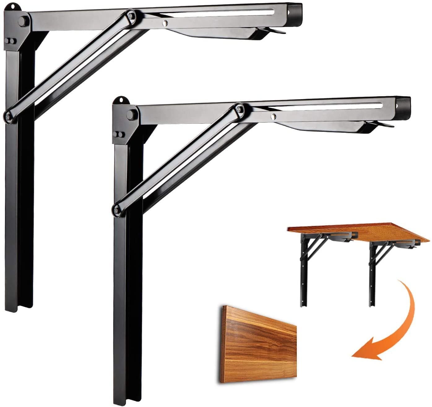 Heavy Duty Steel Adjustable Folding Workbench Supports, 24 inch Foldable Shelf Bracket