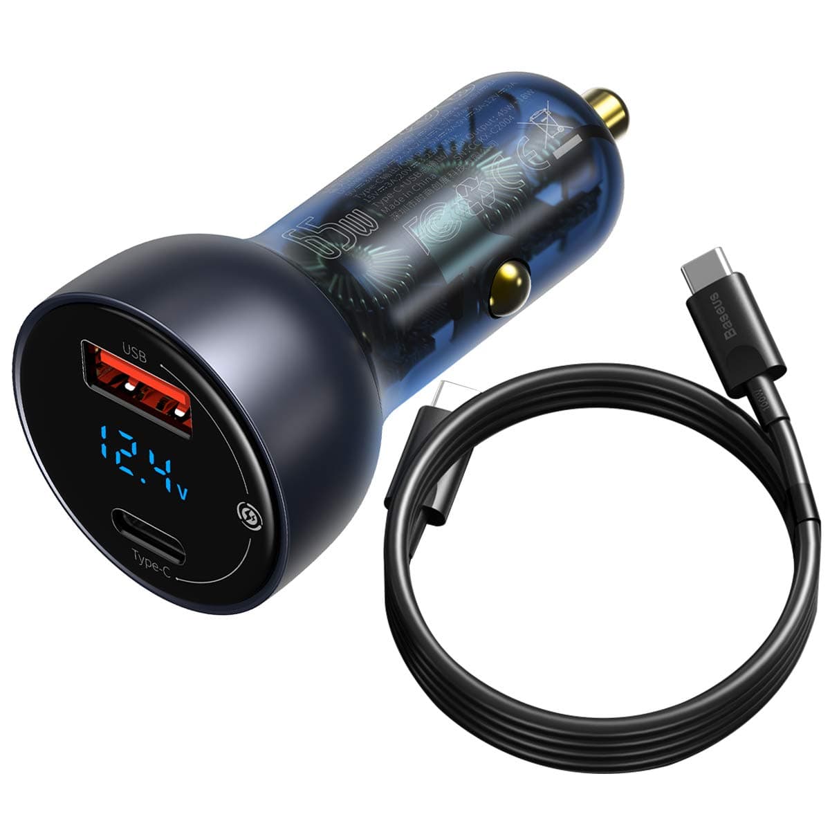 BRAVE USB Type-C Car Charger with LCD Display (65W / 5A)