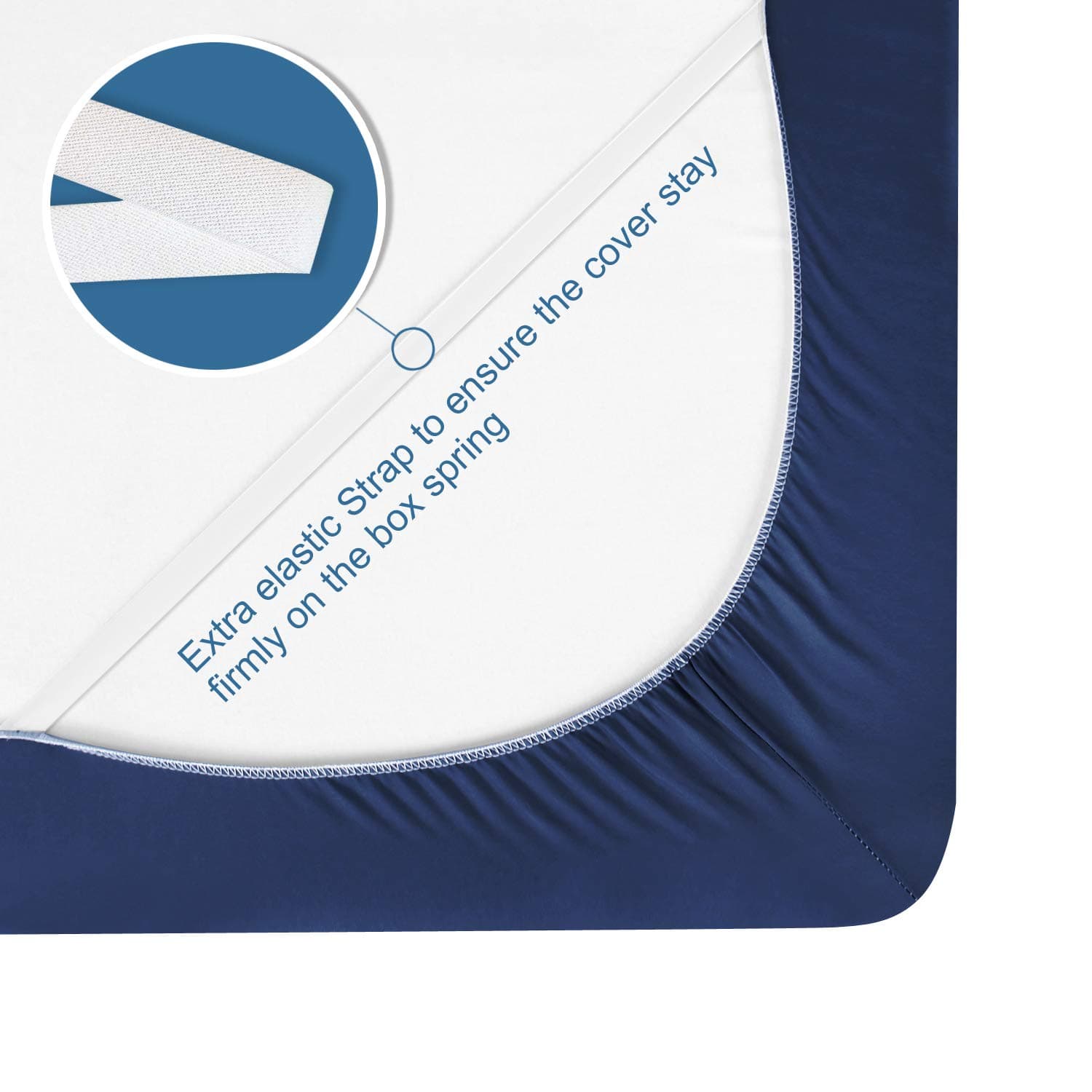 SPRINGSPIRIT Full Size Box Spring Cover with Smooth and Elastic Woven Material, Alternates for Bed Skirt, Wrinkle & Fading Resistant, Washable, Dustproof, Navy