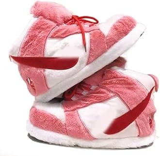 MOLERFO High Top Sneaker Slippers Unisex One-Size Ultra Comfy and Cozy House Fluffy Jordan Like Slippers for Men and Women (Pink,4,12)