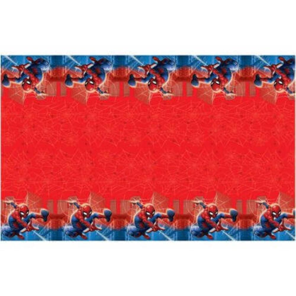Spiderman Tablecloth (54" x 84") 1 Count - Red and Blue Disposable Rectangular Plastic Tableware - Spider Man Plastic Table Cover - Perfect For Birthday Celebrations and Party Decorations