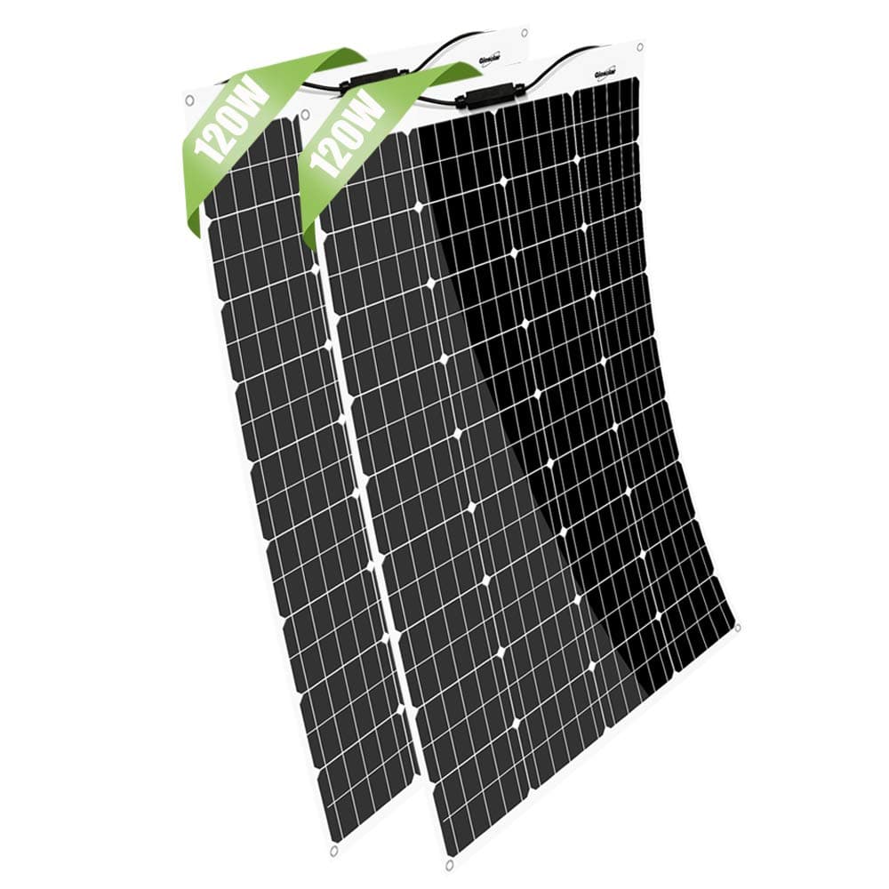 Giosolar 2pcs 120W 12V Flexible Solar Panel High Efficiency Monocrystalline Solar PV Panel Motorhome, Caravan, Camper, Boat/Yacht