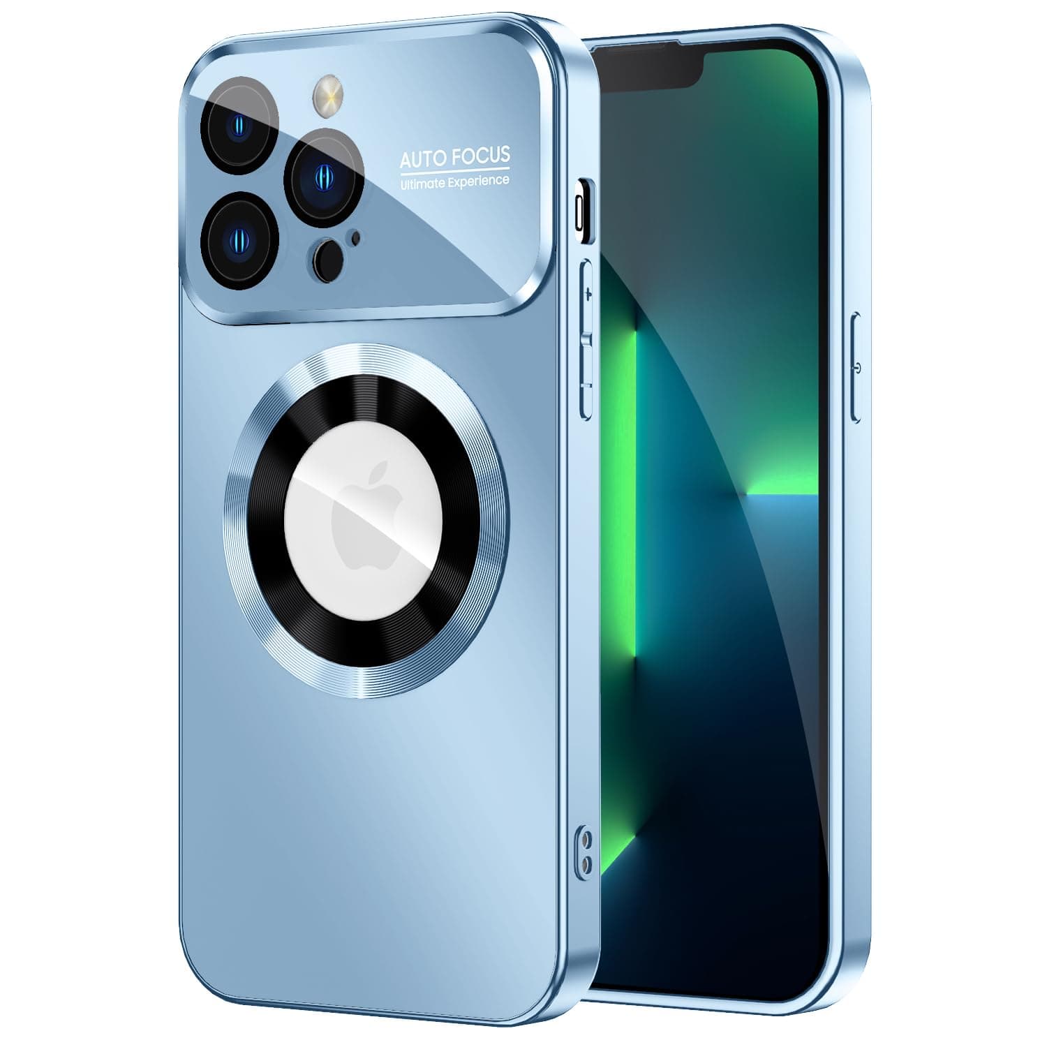 Magnetic for iPhone 13 Pro Case, Compatible with MagSafe, Built-in Camera Lens Protector, Logo View, Military Grade Drop Proof Phone Case Cover, Sierra Blue