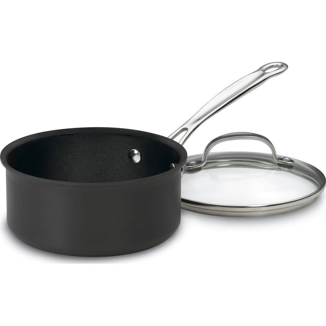 Chef's Classic Nonstick Hard-Anodized 1.5-Quart Saucepan with Lid, Black