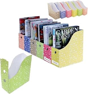 Evelots 12 Pack Magazine File Holder Storage Organizer-4 Inch Wide-Floral-With Labels