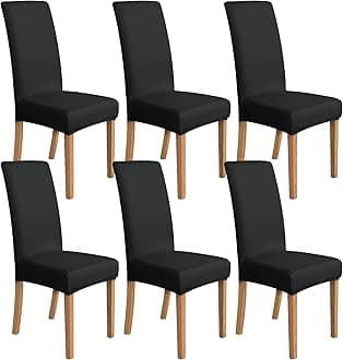 Stretch Dining Chair Covers, Set of 6, Black, Solid