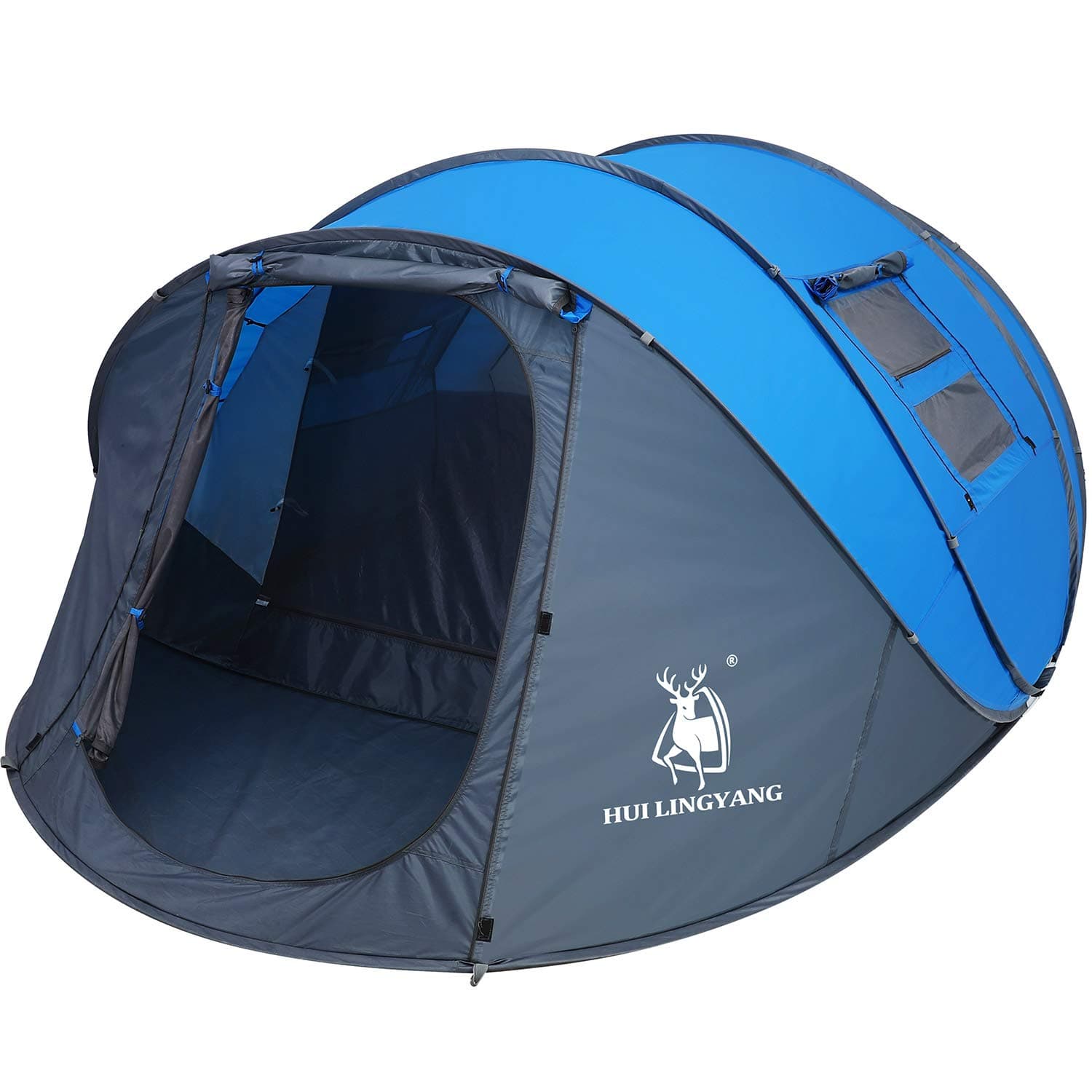 6 Person Easy Pop Up Tent- Rainproof, Automatic Setup,Waterproof,Double Layer - Instant Family Tents for Camping,Hiking & Traveling,Blue