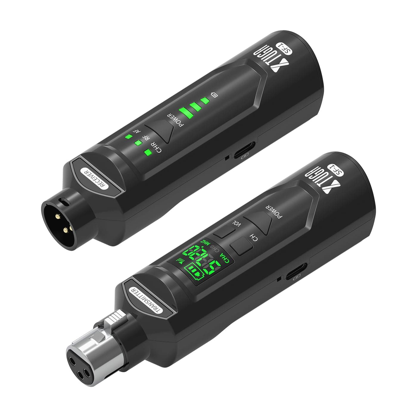 XTUGA UHF Wireless XLR Transmitter and Receiver, Microphone Transmitter Receiver with 48V Phantom Power, Rechargeable Mic Adapter for Dynamic/Condenser Microphones, PA System
