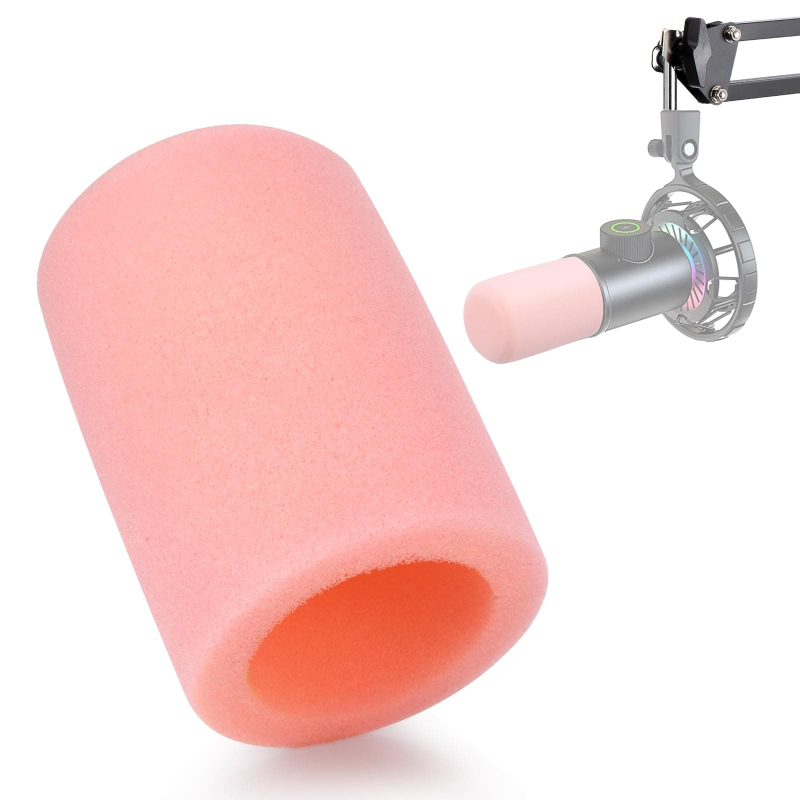 Foam Pop Filter - Microphone Cover Windscreen Compatible with Fifine K658 for Recording and Streaming by YOUSHARES (Light Pink)