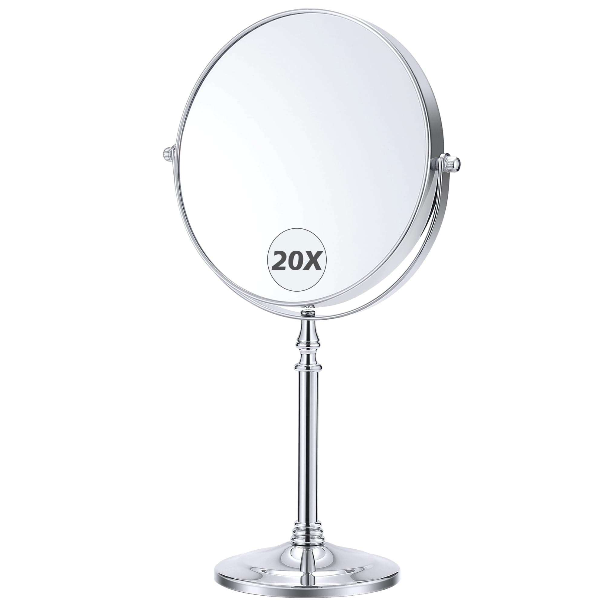 MIYADIVA Magnifying Mirror 20x, Double Sided 1X & 20X Magnifying Mirror on Stand, Large Tabletop Magnified Vanity Mirror, Magnified Mirror with 360°Rotation for Bathroom or Bedroom,8 Inches