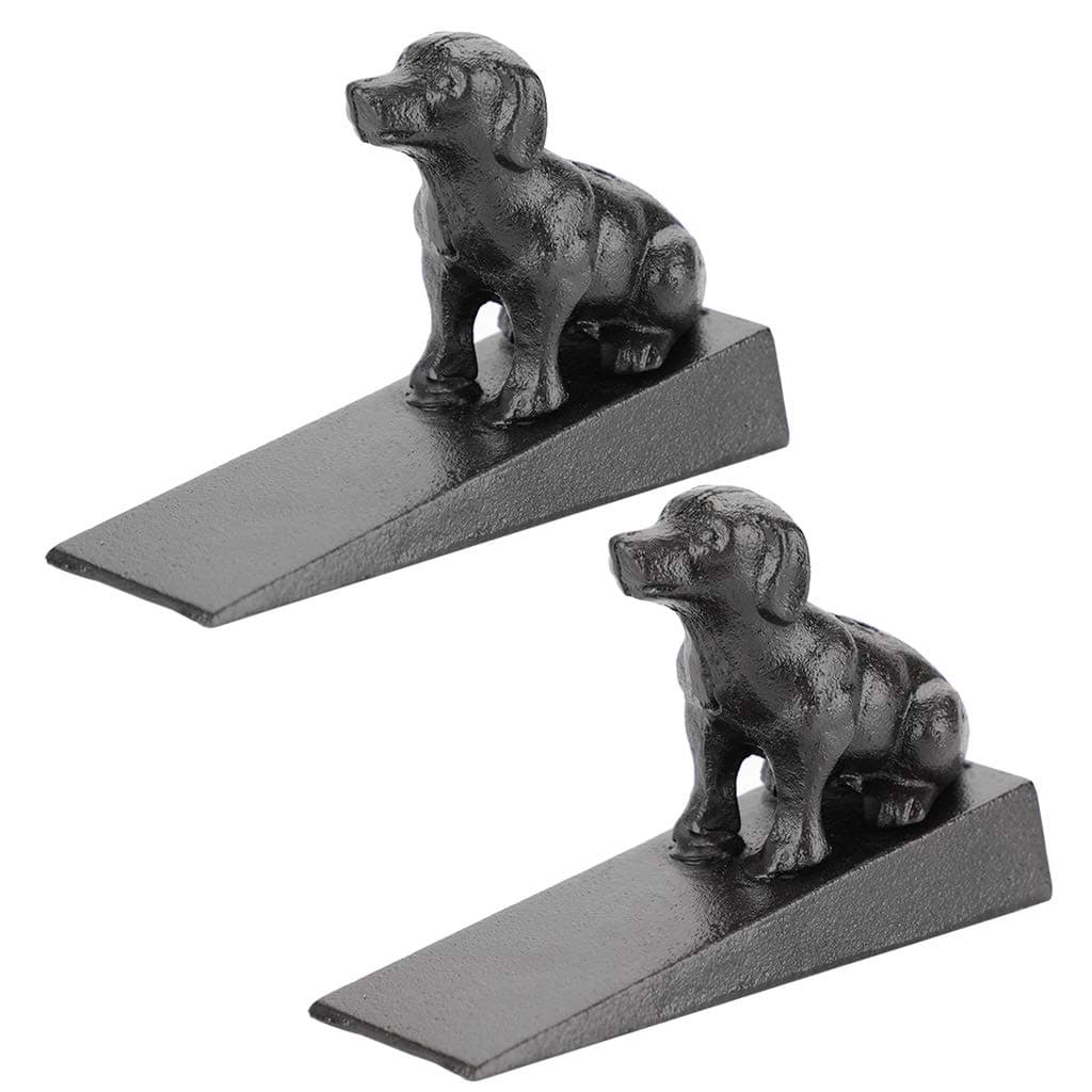 2Pcs Heavy Duty Cast Iron Door Stop Door Protector Decorative Dog Wedge Rustic Animal Cuddly Doorstopper