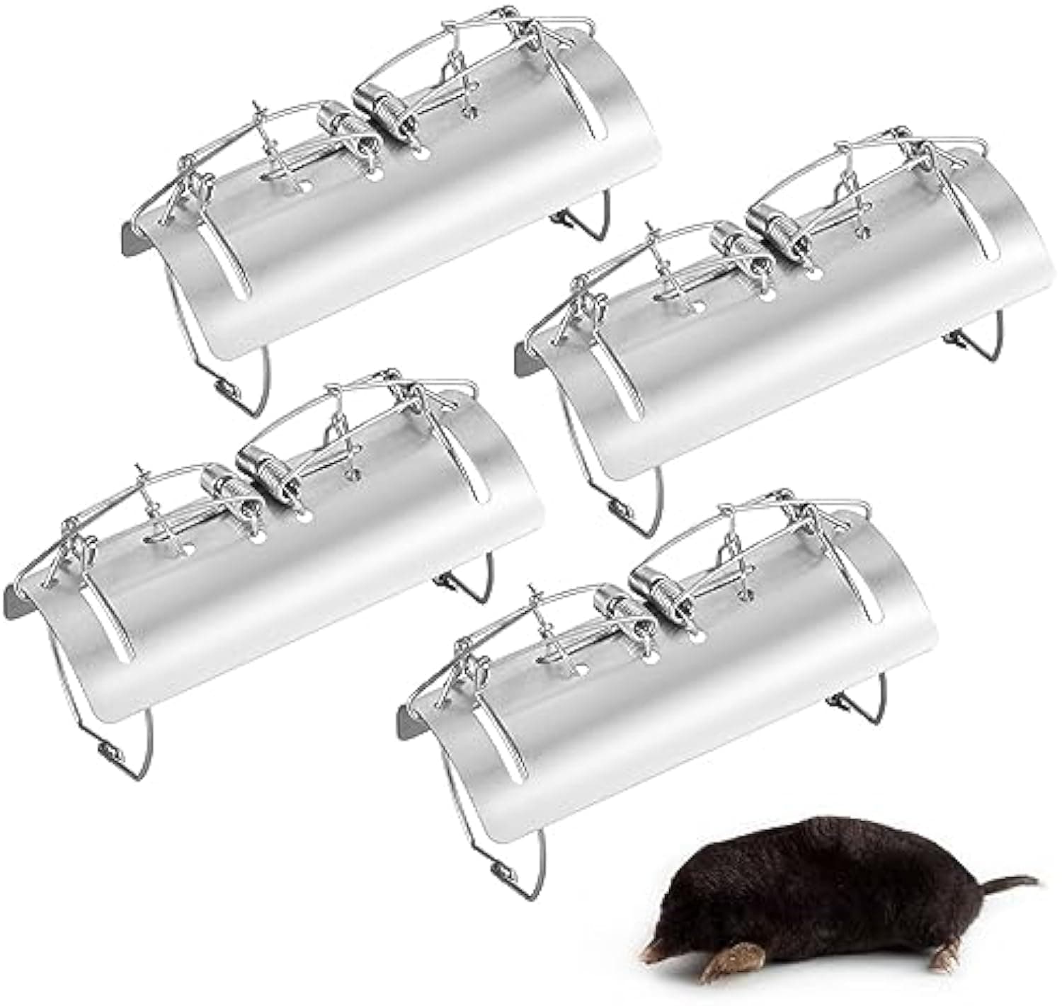 KASTWAVE 2Pcs Tunnel Mole Trap, Half Round Metal Mole Killer, Gopher Trap, Metal Tactical Vole Traps, Outdoor Reusable Gopher Killer, Keep Moles Out of Yard Lawn Garden, Gopher Vole Trapping