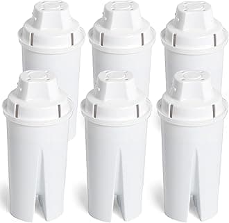 Amazon Basics Enhanced Replacement Water Filters for Pitchers, BPA-Free, WQA & NSF Certified, Compatible with Brita Pitchers & Drinking Water Filter Systems, 1 Year Supply, 6-Pack