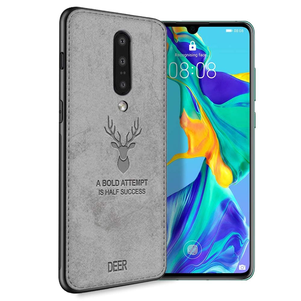 Teeyee Oneplus 7 pro Case, Fully Protective Design shockproof TPU Bumper Washable Cloth Back Dual Protection Cover for Oneplus 7 pro(2019 Release)(Grey)