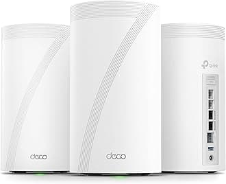 TP-Link Quad-Band WiFi 7 BE33000 Whole Home Mesh System (Deco BE95) | 16-Stream | 2 × 10G + 2 × 2.5G Ports Wired Backhaul, 12 × High-Gain Antennas | VPN, AI-Roaming, 4×4 MU-MIMO, HomeShield (3-Pack)