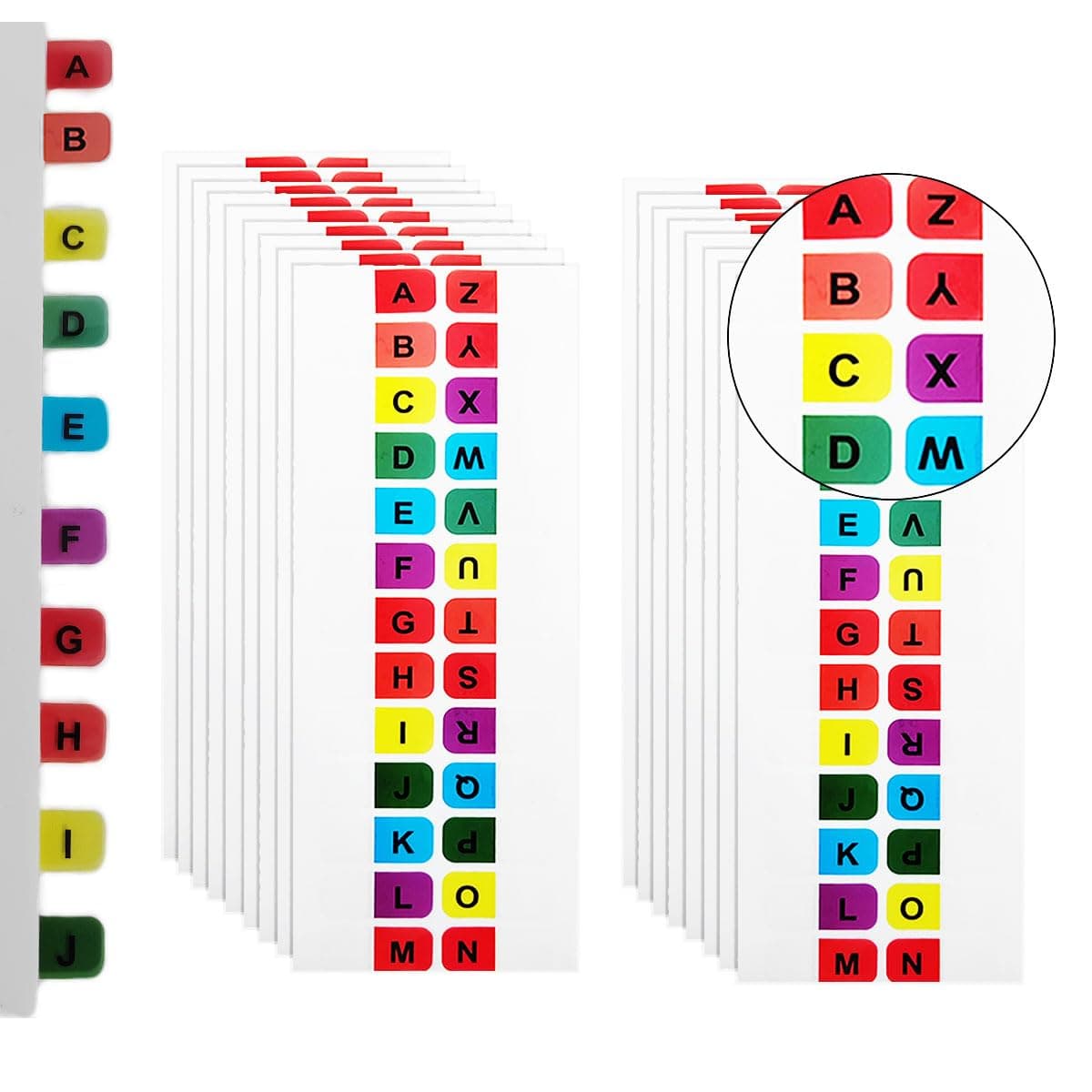 416 Pcs Colored Alphabetical Tab Indexes,（16 Sheets） A-Z Index Tabs, Self Adhesive A-Z Alphabet Index Tabs, Colorful Alphabet Tabs, Alphabet Book Tabs, Alphabet Tabs, Colored Alphabetical Tab