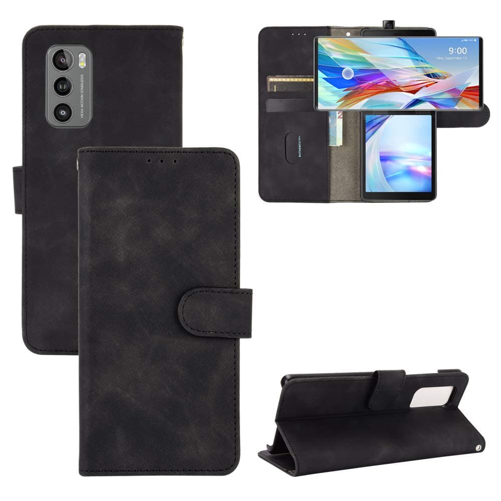 Case for LG Wing, LG Wing 5G Case,Leather Wallet Shockproof Flip Folio Phone Cover Card Slots Kickstand Magnetic Closure for LG Wing 5G -Black