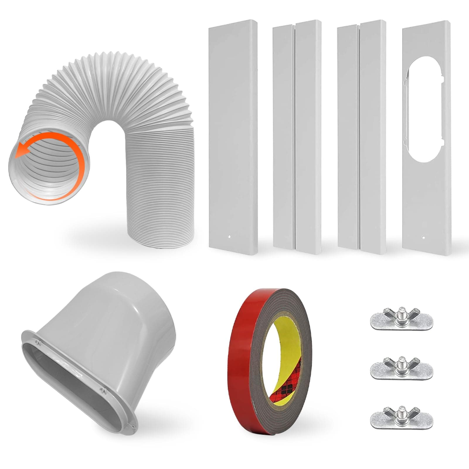 Portable AC Window Vent Kit with 59" Hose, 5.9" AC Window Seal, Adjustable for Vertical/Horizontal Sliding Windows