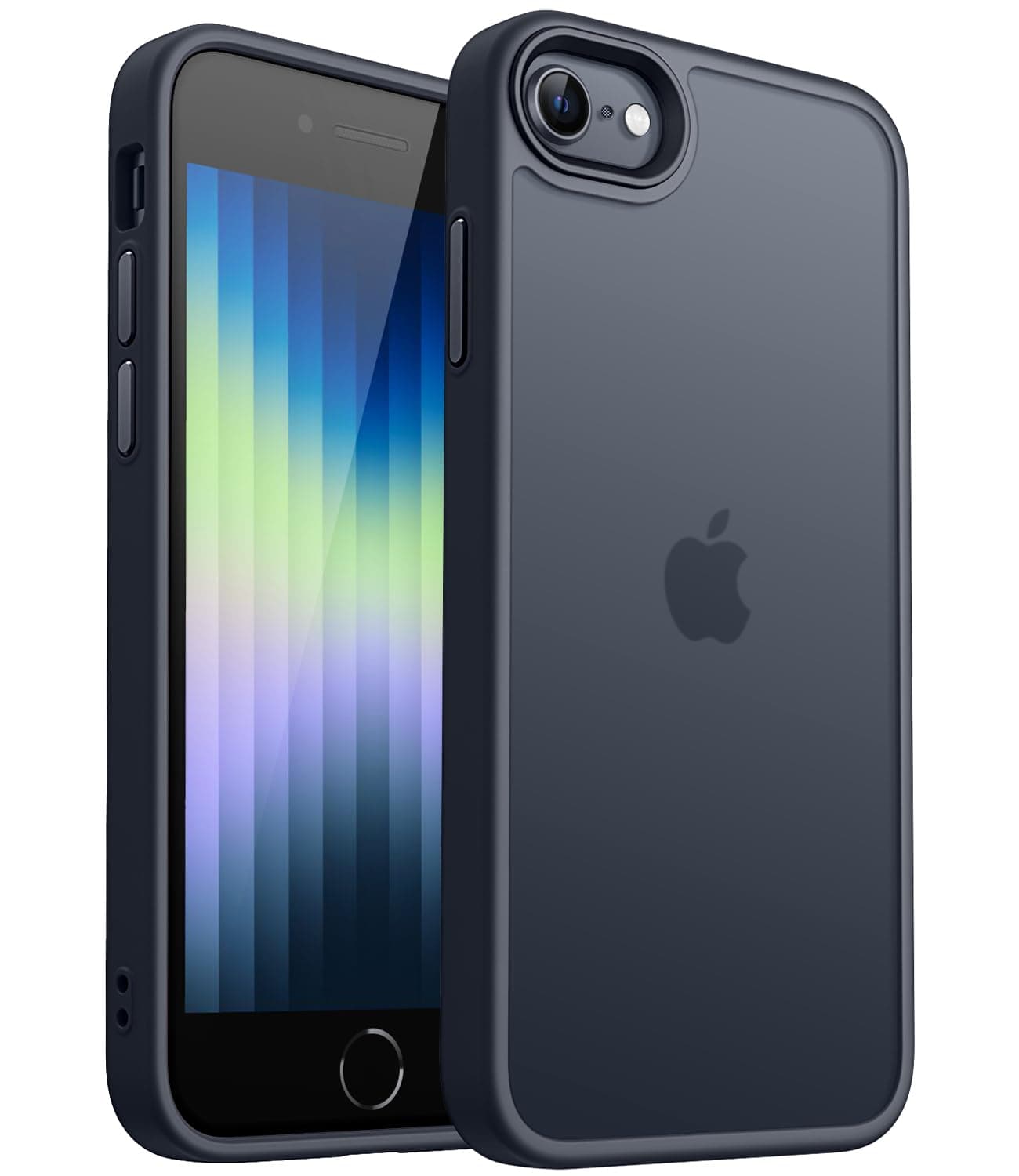 CANSHN Matte Case for iPhone SE 3/2 (2022/2020), iPhone 8/7, 4.7-Inch [Military Drop Certified] Translucent Back Phone Cover, Anti-Fingerprint - Frosted Black