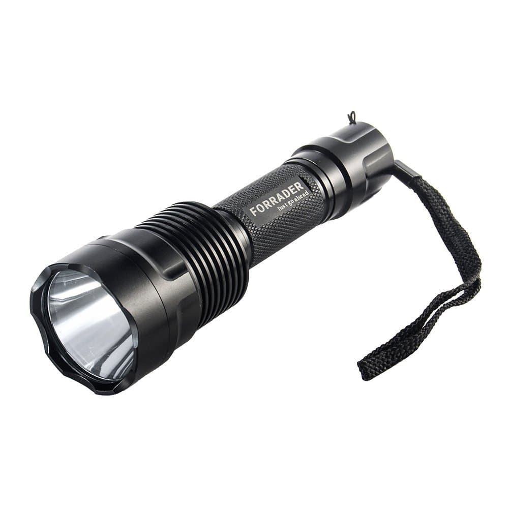 C12 XM-L2 U3 Super-bright LED Flashlight Torch Light with Tail Button Switch Controlled by 5-mode, Black (Flashlight Only)