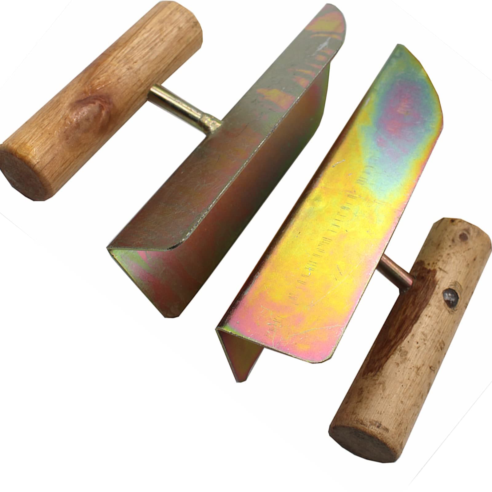 ZENG 2-Pack Carbon Steel Inner/Outer Corner Trowel Set with Wooden Handle - Drywall Right-Angle Tools for Plastering & Edging