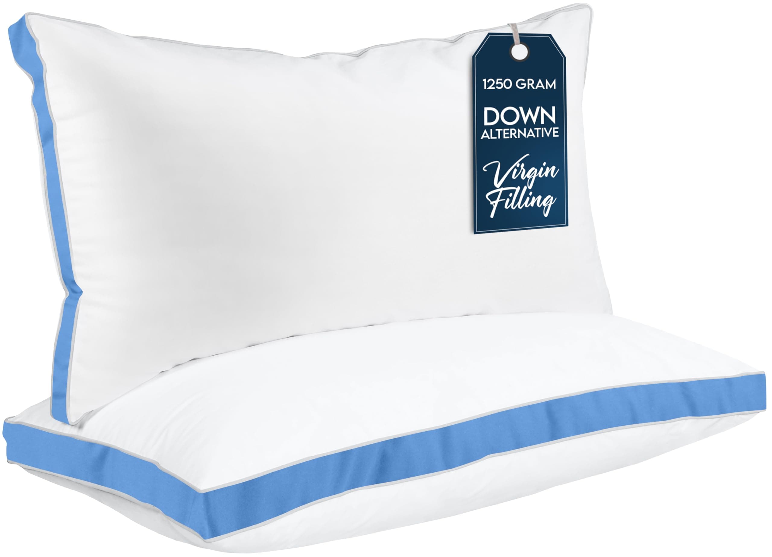Utopia Bedding Bed Pillows for Sleeping King Size (Blue), Set of 2, Cooling Hotel Quality, Gusseted Pillow for Back, Stomach or Side Sleepers