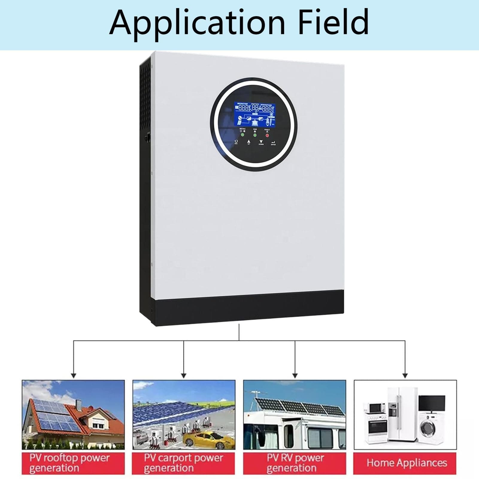 GESAIDES 3KW 24V Solar Inverter 220V Single-Phase/Phase-Split Off-Grid Hybrid Inverter, with 80A MPPT Controller, Pure Sine Wave Solar Inverter, Supports Batteryless