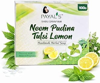 Herbal Soap with Neem Pudina Tulsi Lemon | Natural Bathing Bar for Deep Cleansing, Refreshing & Skin Care | Ayurvedic, Moisturizing | Chemical-Free | 100g