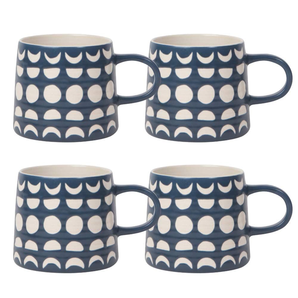 Now Designs Danica Studio Ink Imprint Ceramic Mugs 14 oz, Set of 4