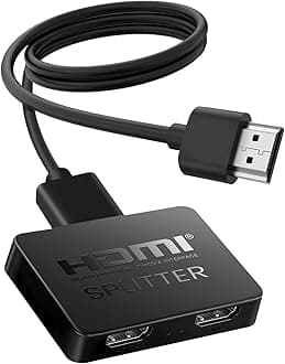 HDMI Splitter 1 in 2 Out, 4K HDMI Splitter Not for Extended Display (Mirror Only/Copy Mode),Sends Same Content to 2 Screens(Need Power 5V 1A), Works with Laptop,TV,Monitor(Hdmi Cable Not Included)