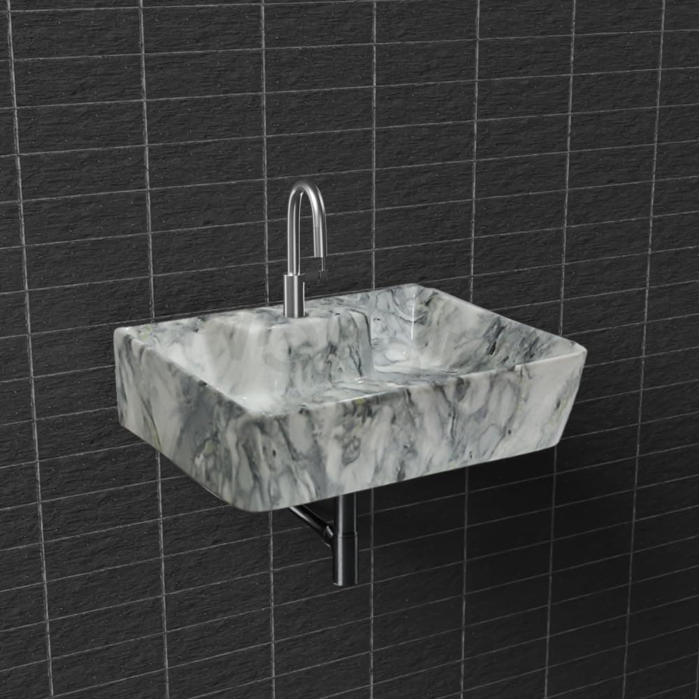 NEROBI Designer Ceramic Table Top Wash Basin For Bathroom | Wall Hung Washbasin | Wall Mounted Bathroom Sink | Wash Basin For Restaurant, Hotel (16 x 12 x 5 Inch)