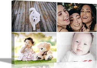 Artley Prints 4 Photos on Custom Canvas Prints Personalised Wall Art Hanging Decor for Home Office Baby, Wedding, Selfie Photos 60 x 40cm (24 x 16 inches) A2