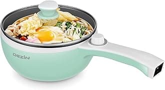 - Dezin Hot Pot Electric Upgraded, Non-Stick Sauté Pan, Rapid Noodles Electric Pot, 1.5L Mini Portable Hot Pot for Steak, Egg, Fried Rice, Ramen, Oatmeal, Soup with Power Adjustment
