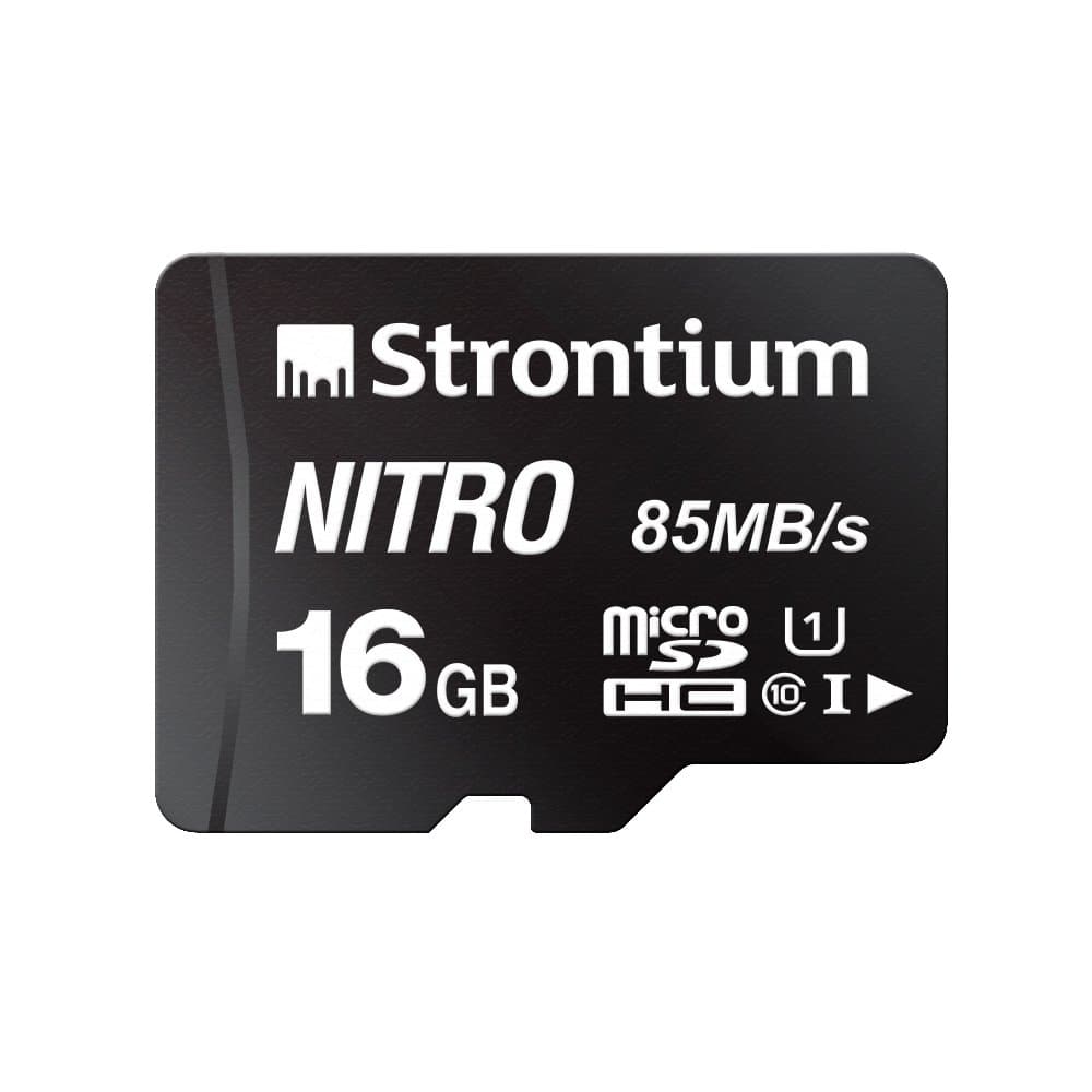 Strontium Nitro 16GB Micro SDHC Memory Card 85MB/s UHS-I U1 Class 10 High Speed for Smartphones Tablets Drones Action Cams (SRN16GTFU1QR)