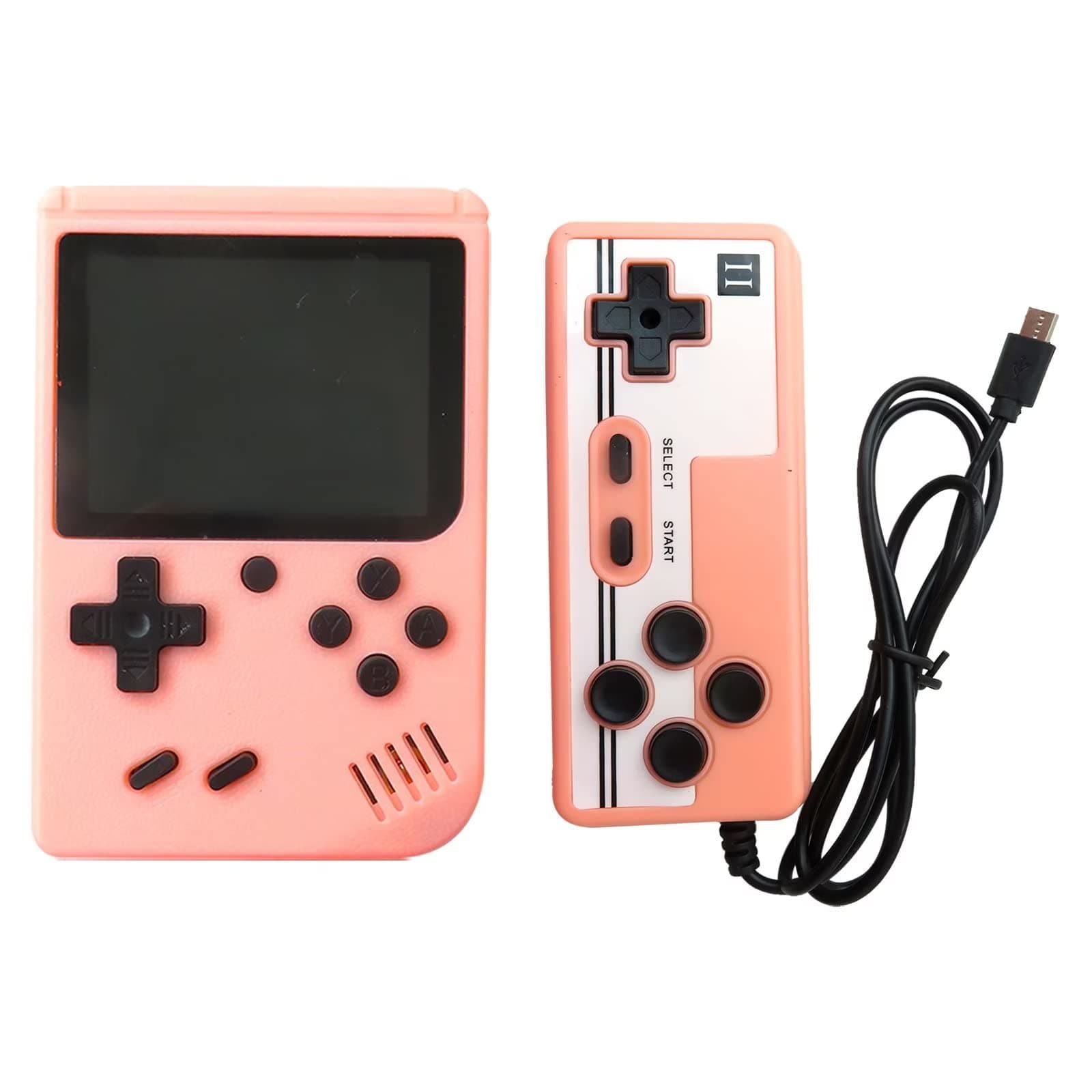 2-Players Game Console Built-in 500+Classic Games Support 8-bit FC games Handheld Video Gameboy Games Console (Pink)