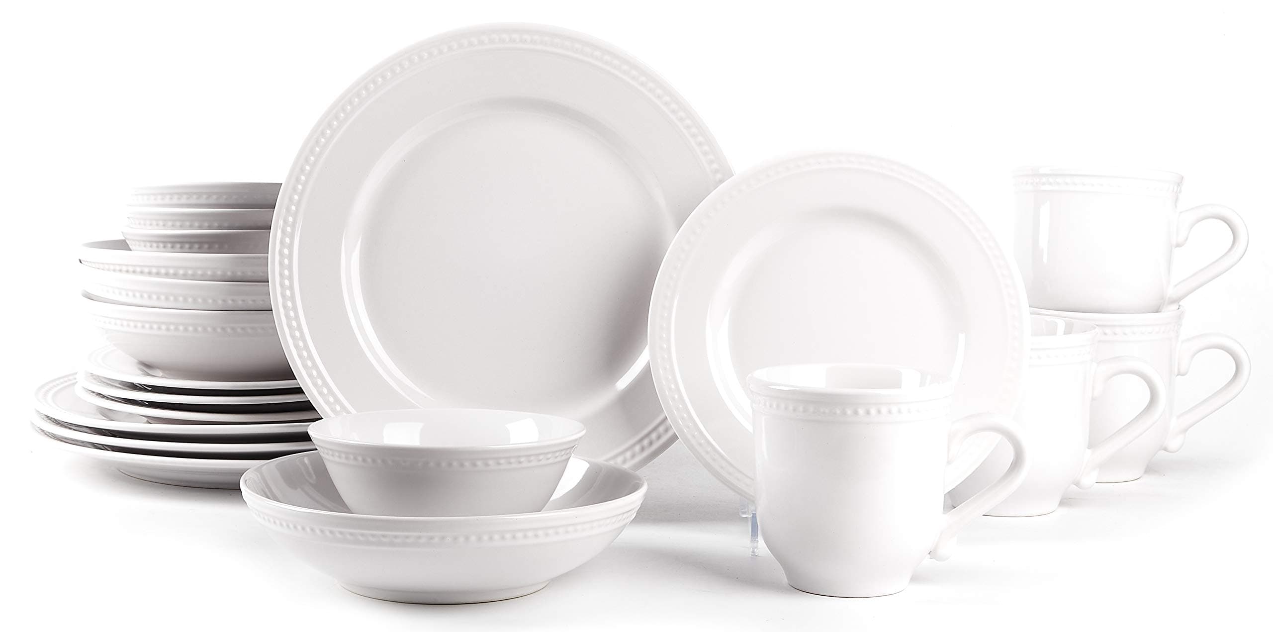 Pearl Dots Stoneware Dinnerware Set 20pc Set, White