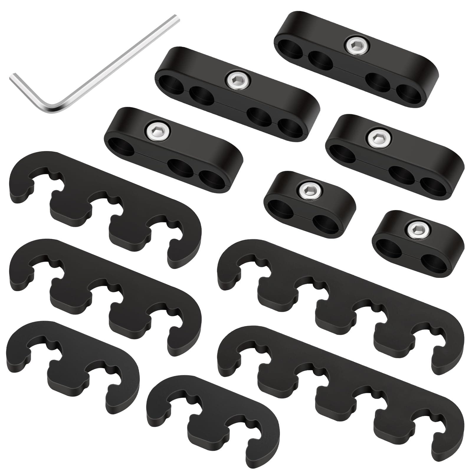 12 Pcs Spark Plug Separators Set,Spark Plug Wire Separator With 1 L Type Wrench,Automobile Spark Plug Wire Clip Holder, Engine Spark Plug Wire Separator Divider Fit For 7mm 8mm Wires,Black