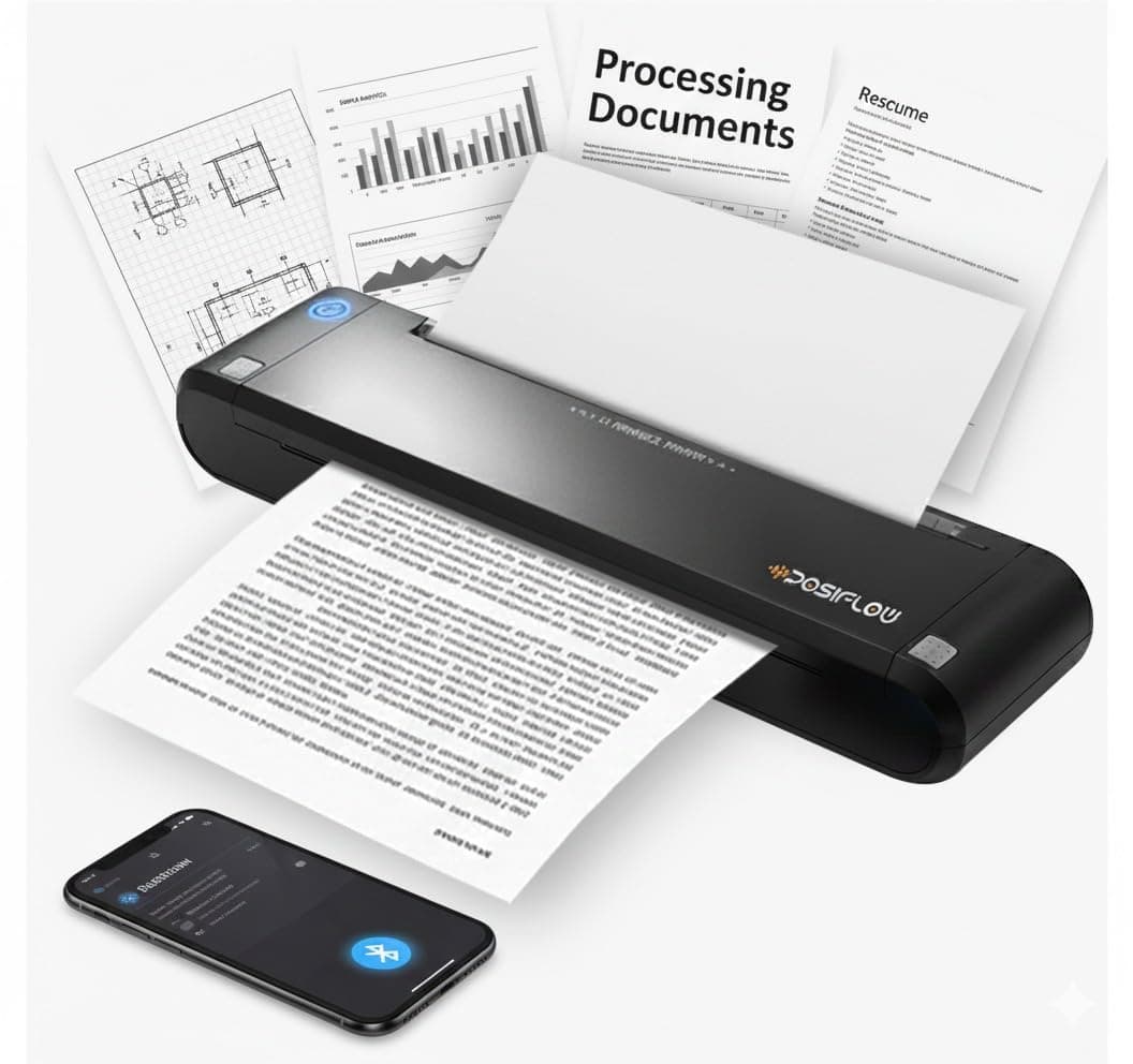 SHREYANS PSF-8200 Portable A4 Thermal Printer | Inkless Mini Wireless Printer with Bluetooth & USB | Rechargeable, Compact & Smudge-Free Printing for Documents, Billing & Travel – Black