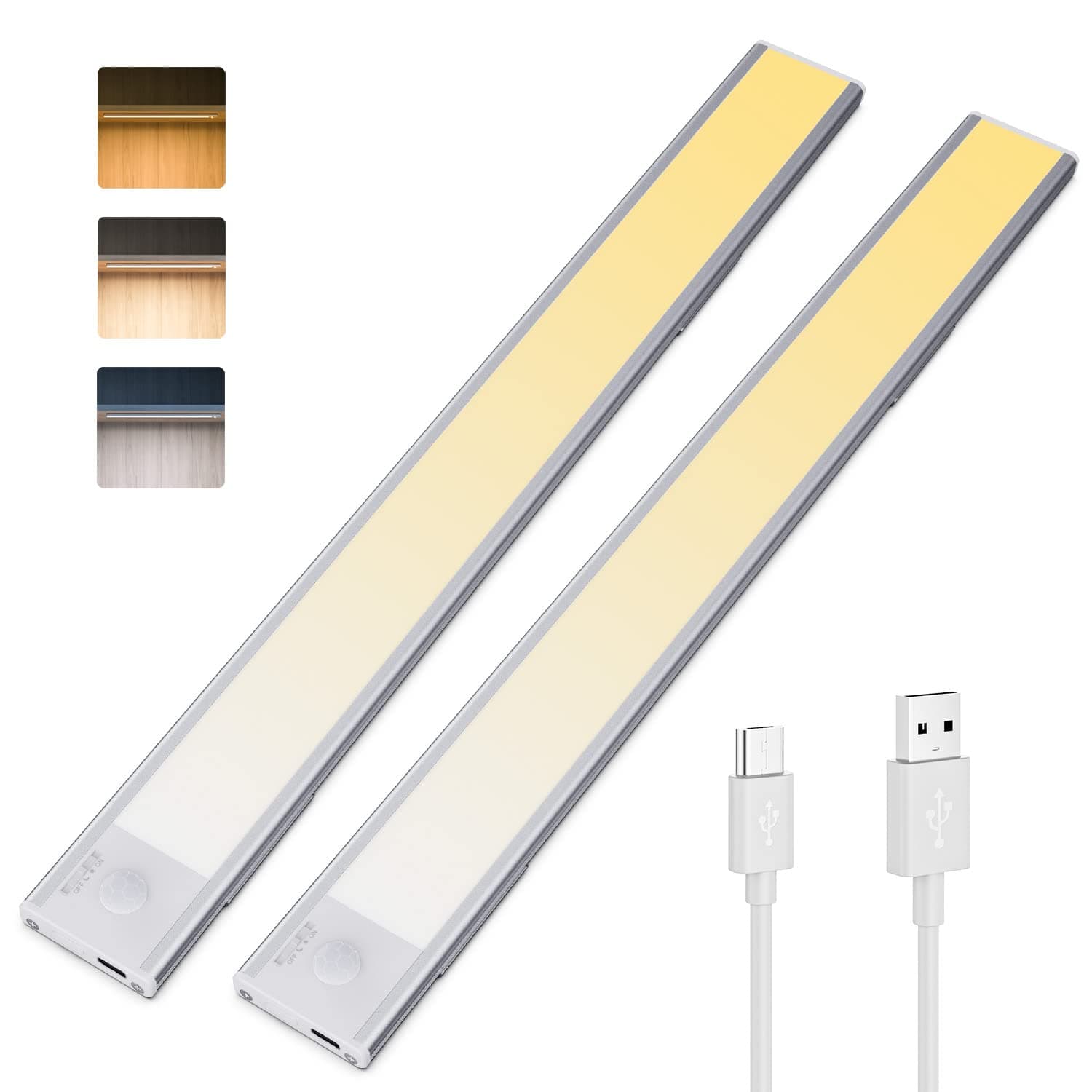 Under Cupboard Kitchen Lights, New Upgraded 106-LED Battery Operated Closet Light Motion Activated, Adjustable Color Temperature/Brightness, Stick on Lights for Closet, Cabinet, Hallway, Stairs