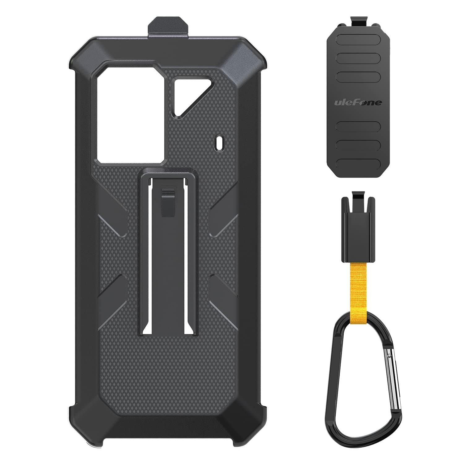 Ulefone Power Armor 18T/18/19/19T Multifunctional Protective Case Original TPU Black Case Power Armor 18T/18/19/19T with Back Clip Carabiner