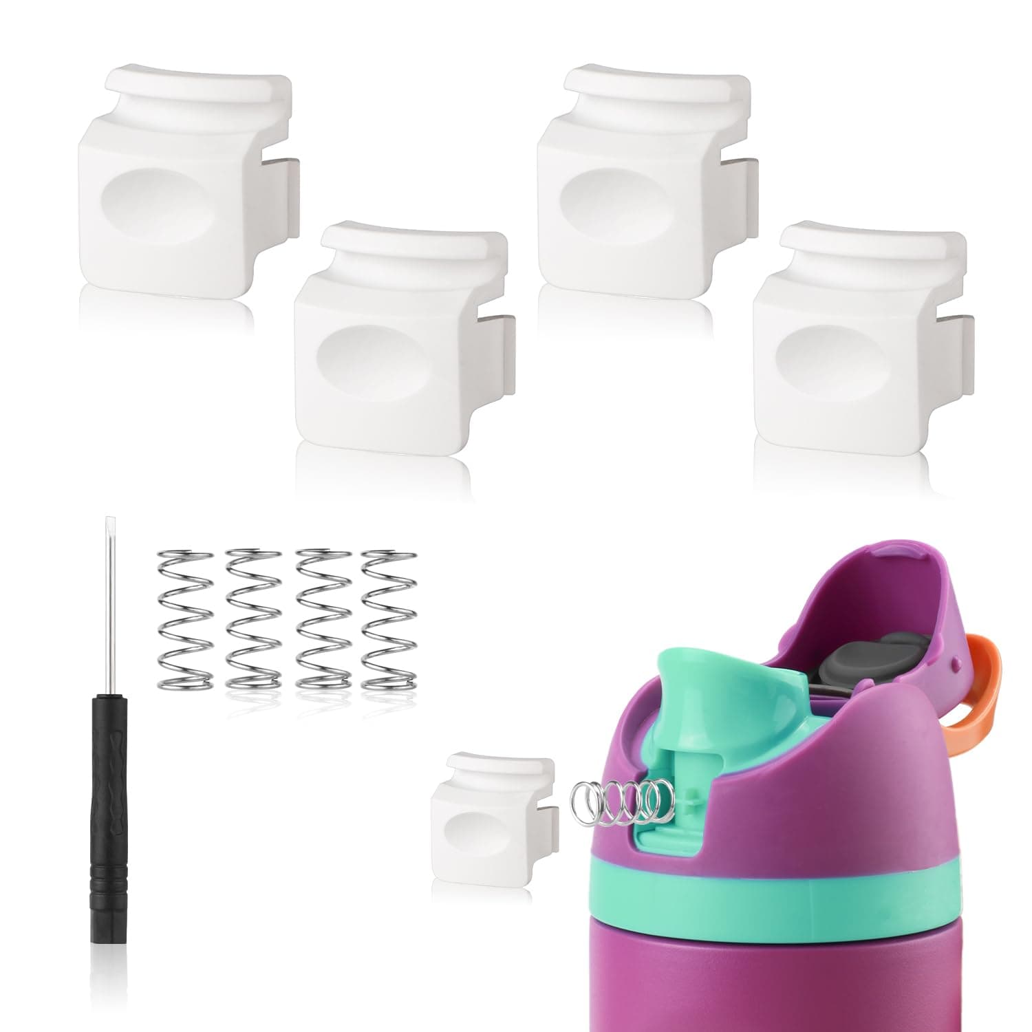 4pcs Replacement Button Compatible with Owala FreeSip 24oz 32oz, BPA-Free Water Bottle Lid Mouth Push Switch Top Cap Seal Stopper Replacement Parts for Owala 19/24/32/40oz Accessories