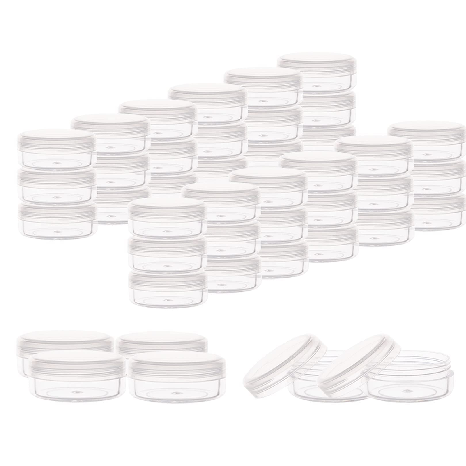 ZEJIA 10 Gram Cosmetic Sample Containers with Lids 100pcs Empty Small Makeup Jars Plastic BPA Free(Clear)
