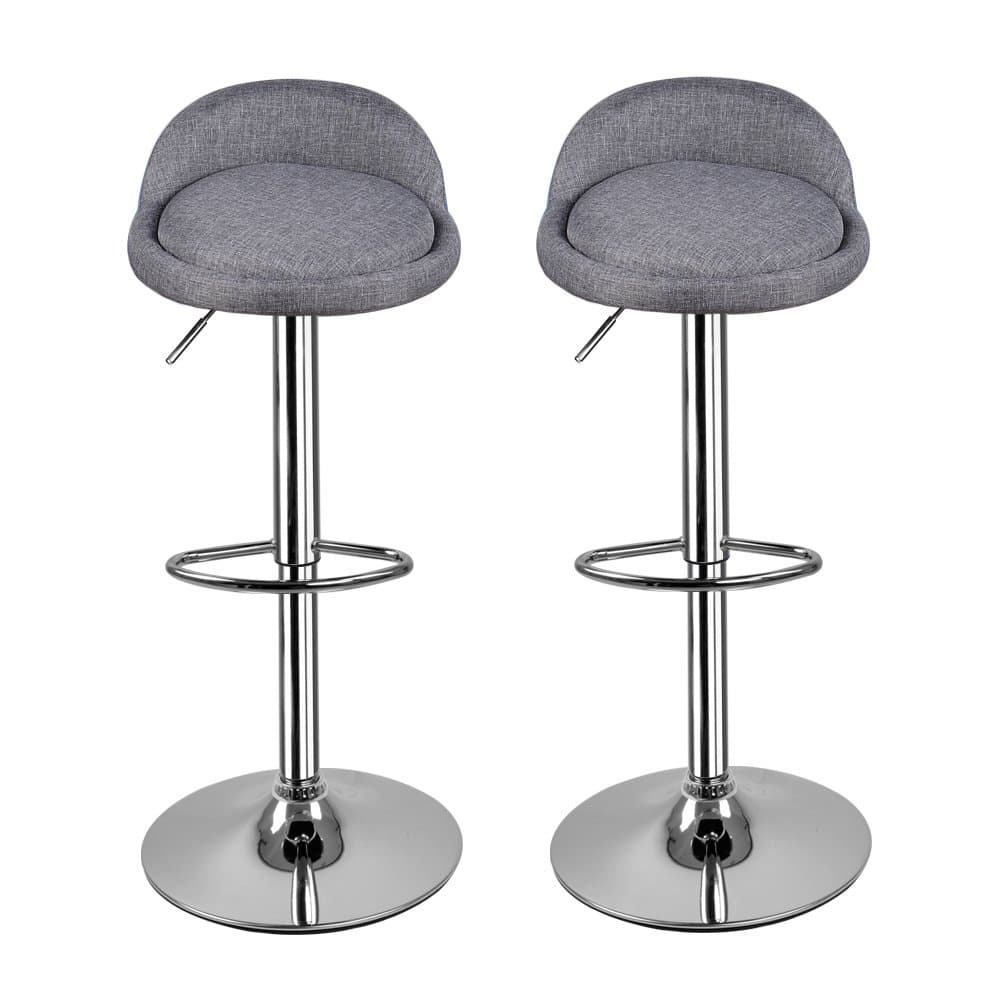 Hollylife [Fabric Breakfast Kitchen Bar Stools] 2 x Breakfast Bar Stools Linen Fabric Bar Stool New Chair Adjustable Chairs(Grey - linen fabric)