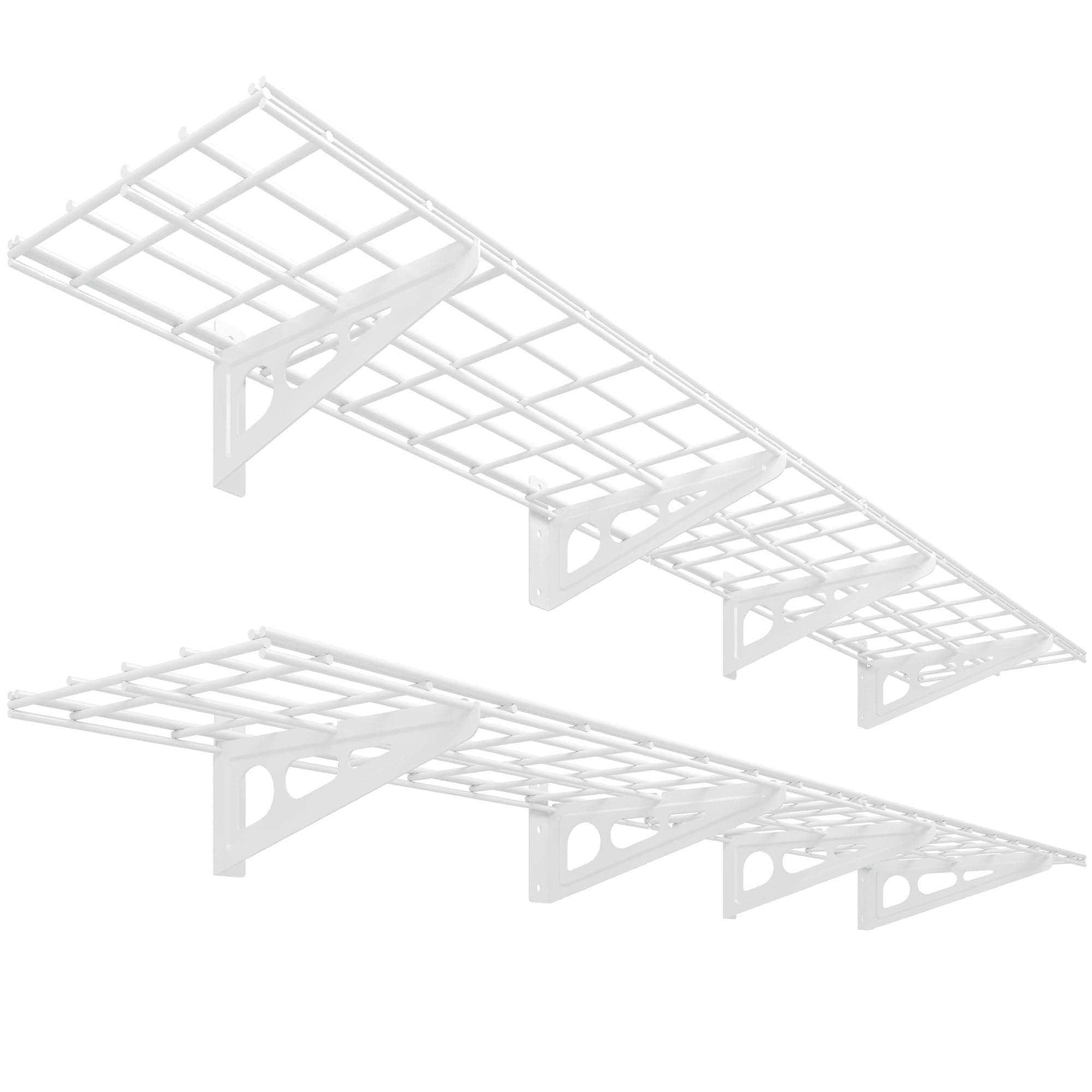 FLEXIMOUNTS 1' x 6' White 2-Pack 1x6ft 12-inch-by-72-inch Wall Shelf Garage Storage Rack, 1x6 ft, 2 Count