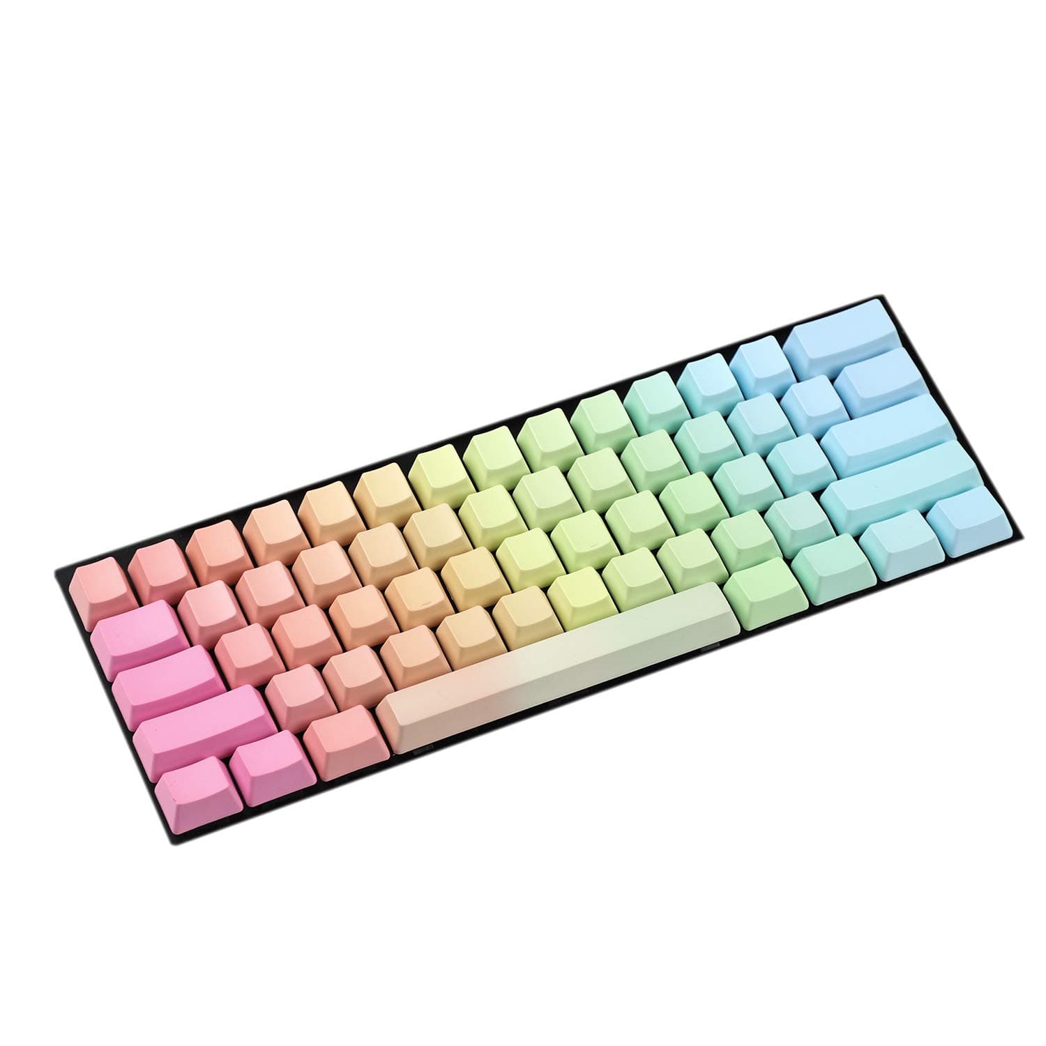 YMDK Rainbow Top Printed Side Printed Blank PBT Dyed Keycaps for OEM Cherry MX Switches Mechanical Keyboard Poker Faceu GH60 (61 Blank)(Only Keycap)