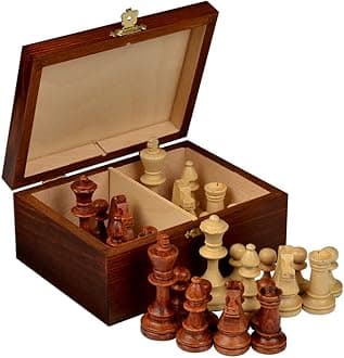 Wegiel Staunton No. 4 Tournament Chess Pieces w/ Wood Box by