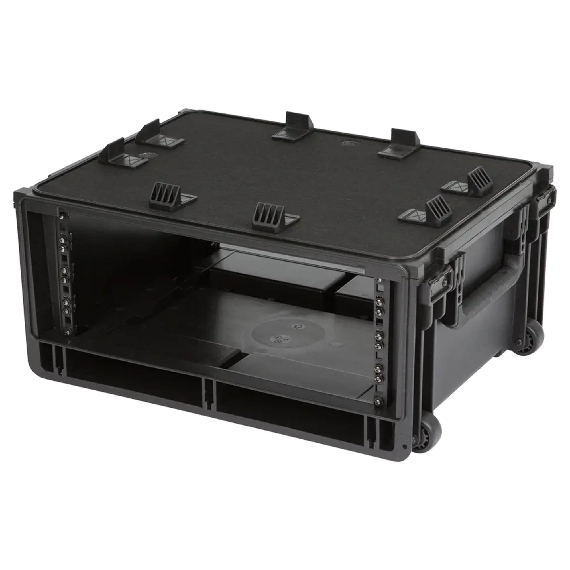 Studio Flyer Rack Case 4U - Durable Mobile Studio Solution with Injection Molded Shell, TSA Locks, and Wheels for Musicians, DJs, and Producers - Securely Transport and Protect Your Gear