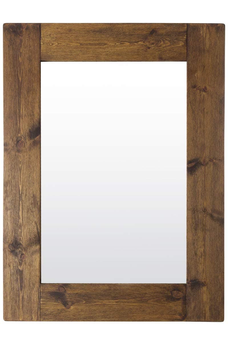MirrorOutlet Large Rustic Natural Solid Wood Brown Wall Mirror 4Ft X 3Ft (122cm X 91cm), 122x91,UA005